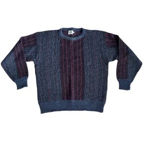 Vintage Mens Sweater Size XL Black Blue Purple Grandpa Buckingham Sport 80s 90s